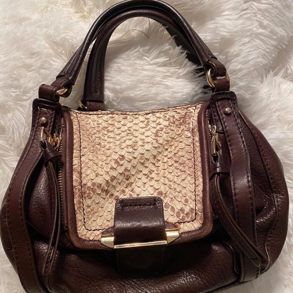 Kooba Jonnie Mini Leather Python Satchel - image 1